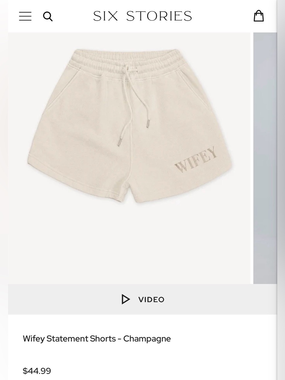 SIX STORIES Wifey Statement Shorts - Champagne- size M
